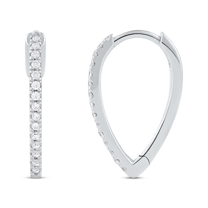 Main Image 3 of Round-Cut Diamond Pointed Hoop Earrings 1/5 ct tw Sterling Silver