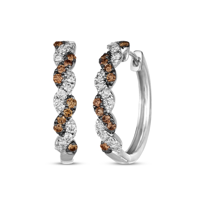 Main Image 1 of Le Vian Chocolate Twist Diamond Hoop Earrings 3/4 ct tw 14K Vanilla Gold