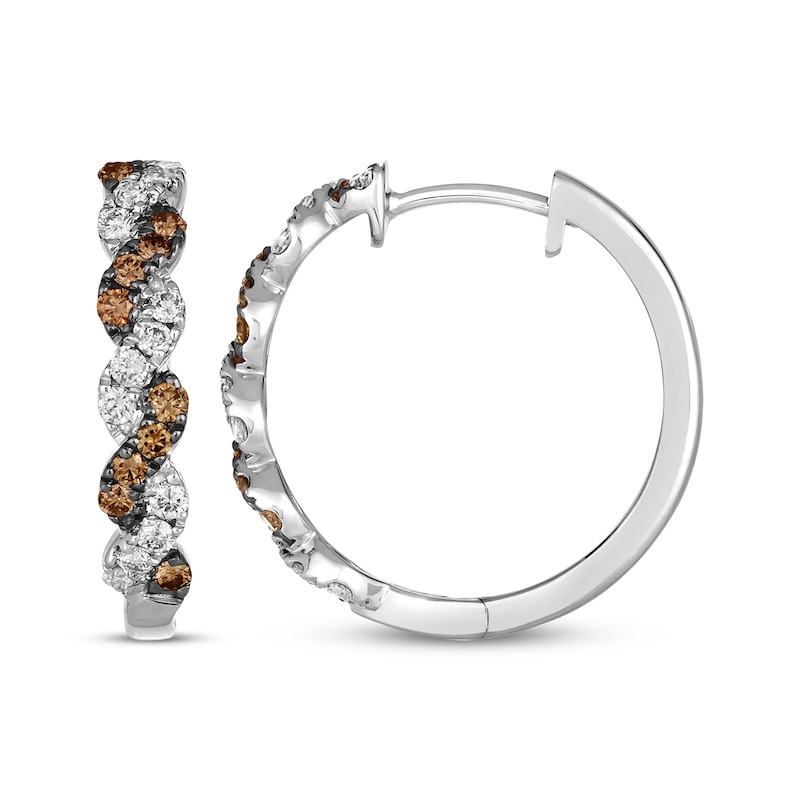 Main Image 3 of Le Vian Chocolate Twist Diamond Hoop Earrings 3/4 ct tw 14K Vanilla Gold