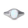 Thumbnail Image 3 of Oval-Cut Lab-Created Opal Signet Ring Sterling Silver