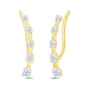 Thumbnail Image 1 of Round-Cut Diamond Curved Climber Earrings 1/4 ct tw 10K Yellow Gold