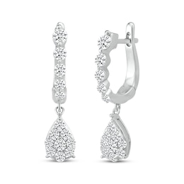 Round-Cut Multi-Diamond Pear-Shaped Drop Earrings 3/4 ct tw Sterling Silver