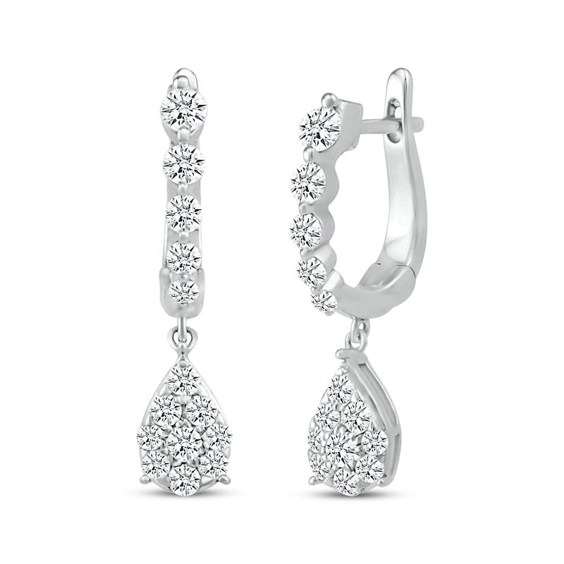 Main Image 1 of Round-Cut Multi-Diamond Pear-Shaped Drop Earrings 3/4 ct tw Sterling Silver