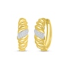 Thumbnail Image 1 of Round-Cut Diamond Twist Hoop Earrings 1/4 ct tw 10K Yellow Gold