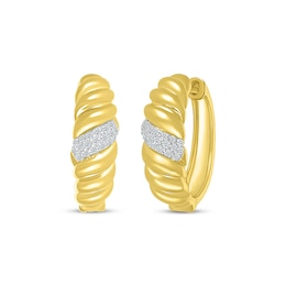 Round-Cut Diamond Twist Hoop Earrings 1/4 ct tw 10K Yellow Gold