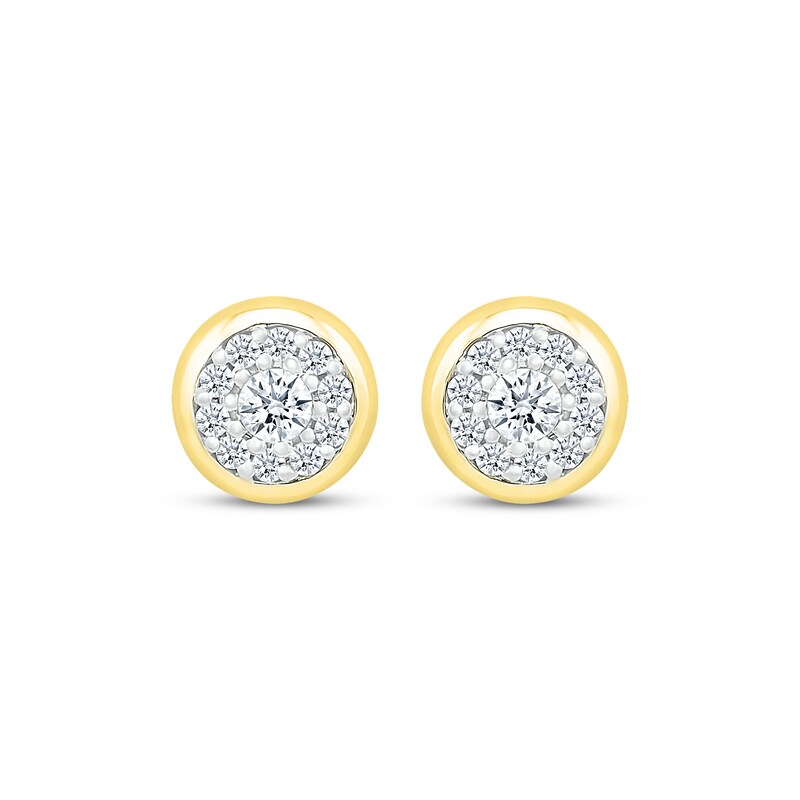 Round-Cut Multi-Diamond Center Stud Earrings 1/4 ct tw 10K Yellow