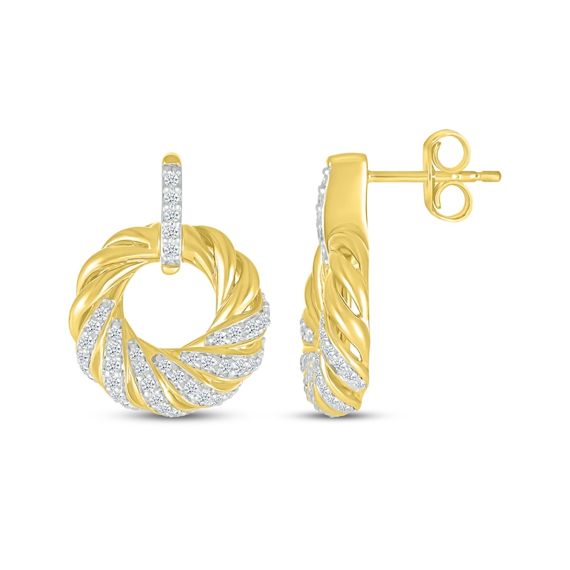 Round-Cut Diamond Drop Earrings 3/8 ct tw 10K Yellow Gold
