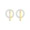 Thumbnail Image 2 of Round-Cut Diamond Circle Link Drop Earrings 1/5 ct tw 10K Yellow Gold