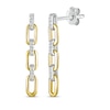 Thumbnail Image 1 of Round-Cut Diamond Paperclip Dangle Earrings 1/10 ct tw 10K Two-Tone Gold