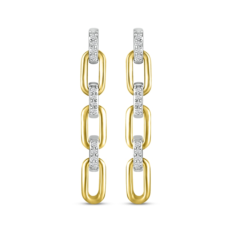 Main Image 2 of Round-Cut Diamond Paperclip Dangle Earrings 1/10 ct tw 10K Two-Tone Gold