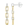 Thumbnail Image 3 of Round-Cut Diamond Paperclip Dangle Earrings 1/10 ct tw 10K Two-Tone Gold