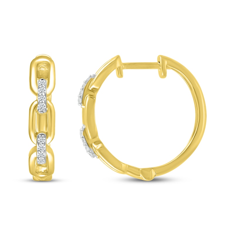 Round-Cut Diamond Paperclip Hoop Earrings 1/10 ct tw 10K Yellow Gold | Kay