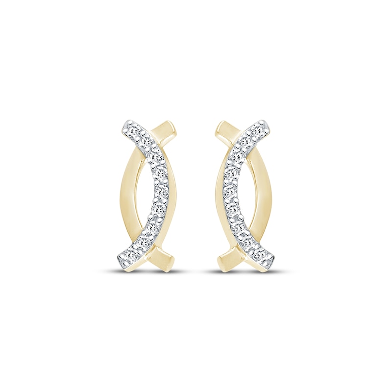 Main Image 2 of Round-Cut Diamond Crossover-Outline Stud Earrings 1/20 ct tw 10K Yellow Gold