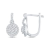 Thumbnail Image 1 of Round-Cut Diamond Halo Drop Hoop Earrings 1/3 ct tw 10K White Gold