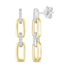 Thumbnail Image 1 of Diamond Paperclip Dangle Earrings 1/15 ct tw Sterling Silver & 10K Yellow Gold