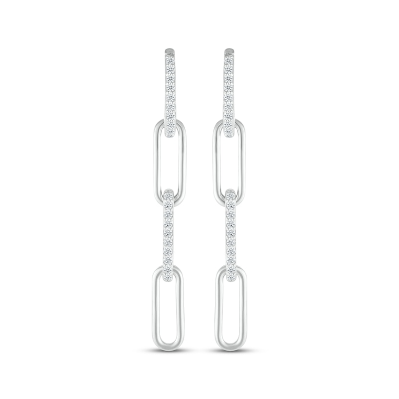 Main Image 2 of Diamond Paperclip Dangle Earrings 1/4 ct tw Sterling Silver