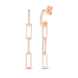 Diamond Paperclip Dangle Earrings 1/4 ct tw 10K Rose Gold