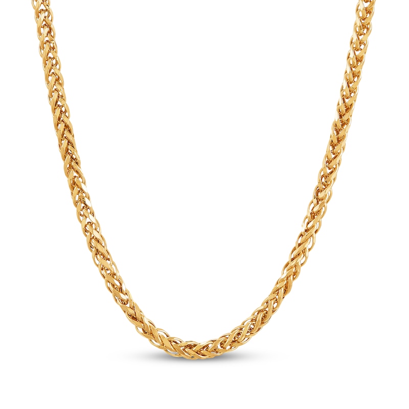 Hollow Wheat Chain Necklace 2.5mm 10K Yellow Gold 22"