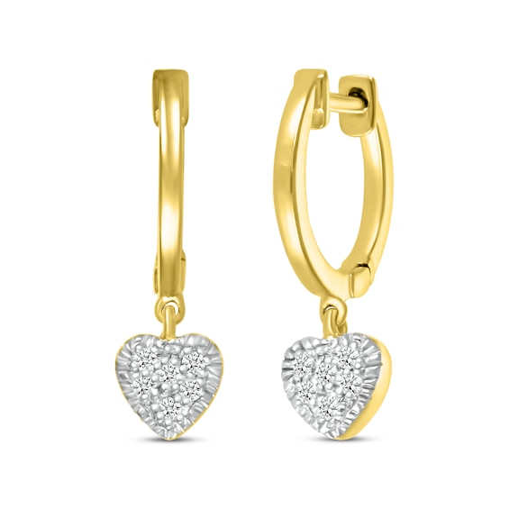 10k Yellow Gold Pave Diamond Heart Earrings in Screw Back 0.27 Ctw –  Avianne Jewelers