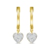 Thumbnail Image 2 of Multi-Diamond Heart Dangle Hoop Earrings 1/8 ctw tw 10K Yellow Gold