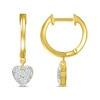 Thumbnail Image 3 of Multi-Diamond Heart Dangle Hoop Earrings 1/8 ctw tw 10K Yellow Gold