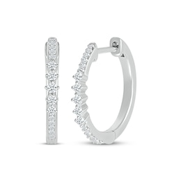 Diamond Graduated Hoop Earrings 1/5 ct tw Sterling Silver