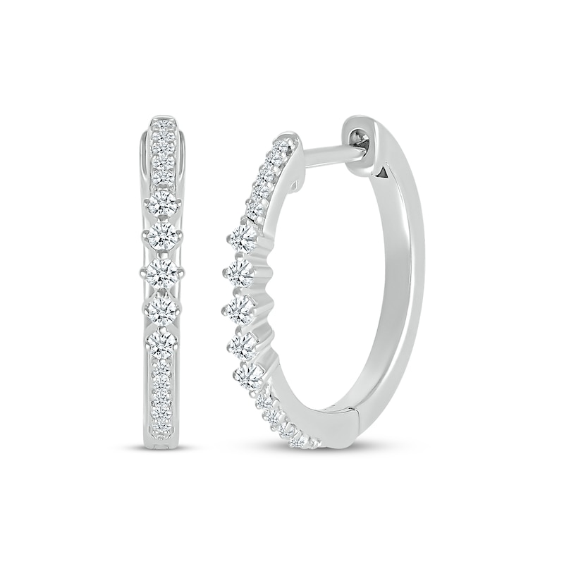 Main Image 1 of Diamond Graduated Hoop Earrings 1/5 ct tw Sterling Silver