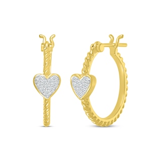 Earrings 14K Heart, Lock & Key Hoop Earrings - 14K Yellow Gold Hoop,  Earrings - EARRI232178