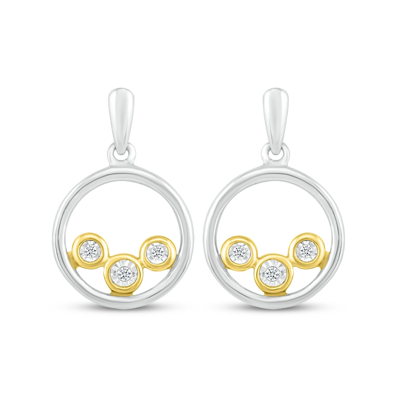 Main Image 2 of Diamond Circle Dangle Earrings 1/20 ct tw Sterling Silver & 10K Yellow Gold