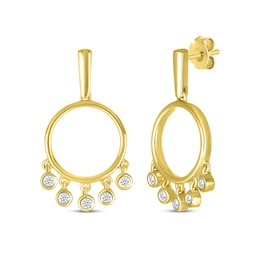 Diamond Circle Dangle Earrings 1/10 ct tw 10K Yellow Gold