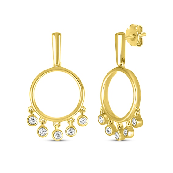 Diamond Circle Dangle Earrings 1/10 ct tw 10K Yellow Gold