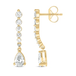 Pear-Shaped Diamond Drop Graduated Earrings 1 ct tw 14K Yellow Gold