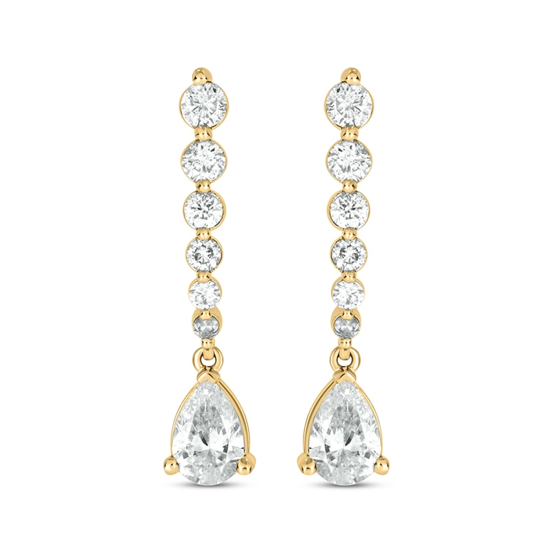 Main Image 2 of Pear-Shaped Diamond Drop Graduated Earrings 1 ct tw 14K Yellow Gold