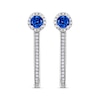 Thumbnail Image 1 of Blue & White Diamond Drop Hoop Earrings 5/8 ct tw 10K White Gold