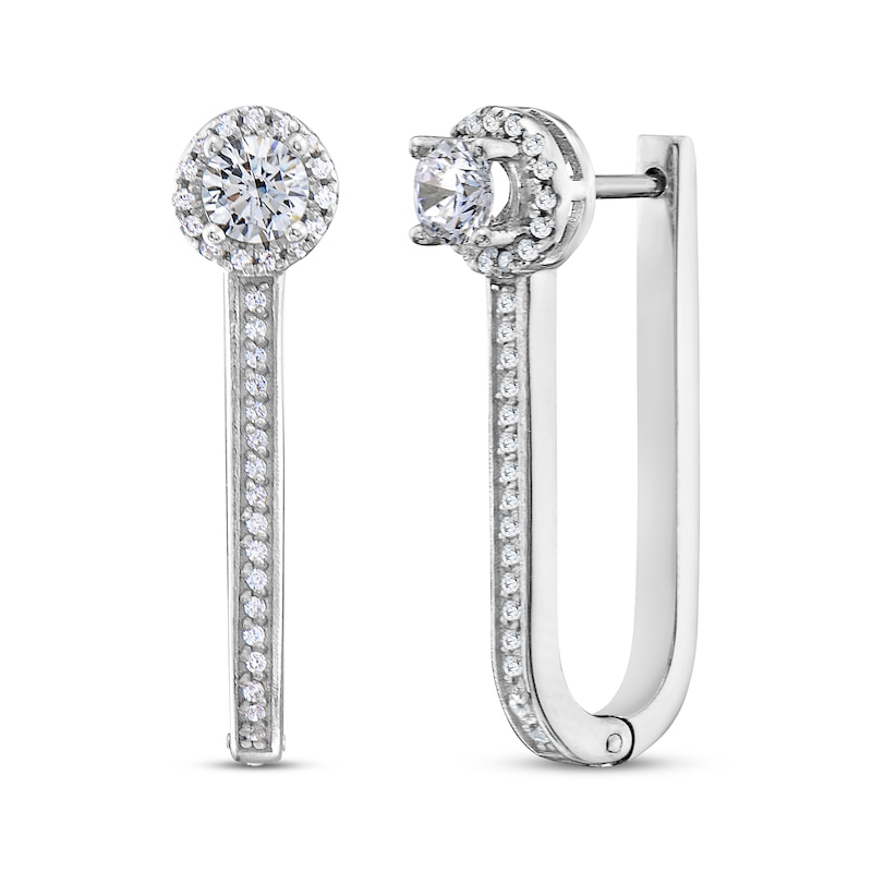 Diamond Drop Hoop Earrings 5/8 ct tw 10K White Gold