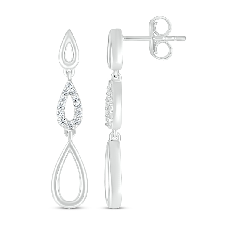 Main Image 3 of Diamond Teardrop Tiered Dangle Earrings 1/10 ct tw Sterling Silver