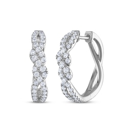 THE LEO Diamond Twist Hoop Earrings 3/4 ct tw 14K White Gold