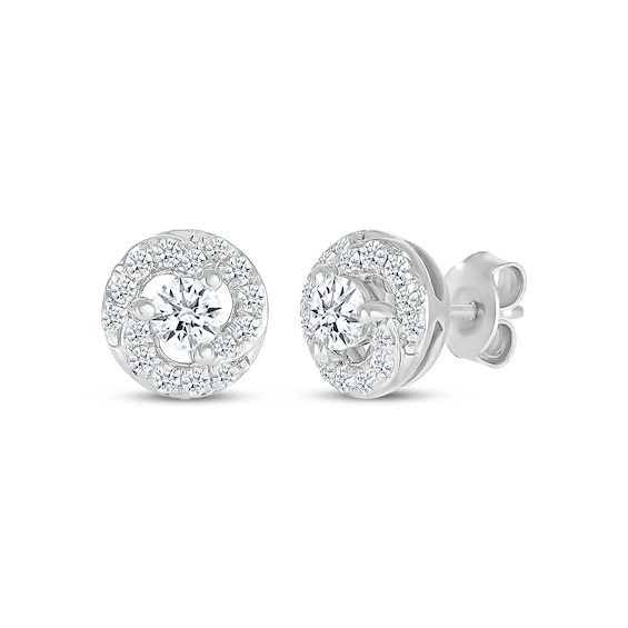 Diamond Circle Swirl Stud Earrings 3/8 ct tw 10K White Gold