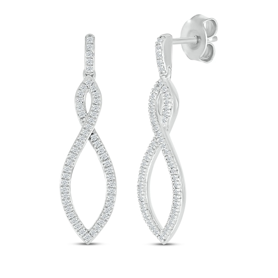 Diamond Twist Drop Earrings 1/4 ct tw Sterling Silver
