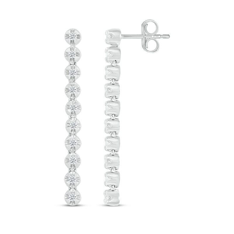 Main Image 3 of Diamond Vertical Line Dangle Earrings 1/5 ct tw Sterling Silver