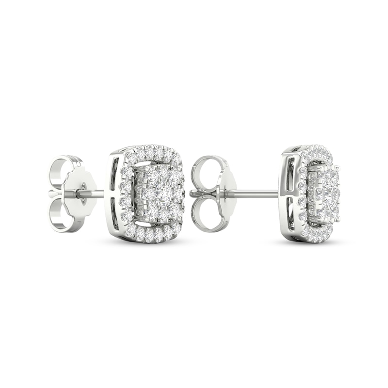 Main Image 4 of Lab-Grown Diamonds by KAY Cushion-Shaped Stud Earrings 1/2 ct tw 10K White Gold