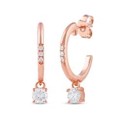 Unstoppable Love Diamond Hoop Dangle Earrings 1/3 ct tw 10K Rose Gold