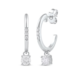 Unstoppable Love Diamond Hoop Dangle Earrings 1/3 ct tw 10K White Gold