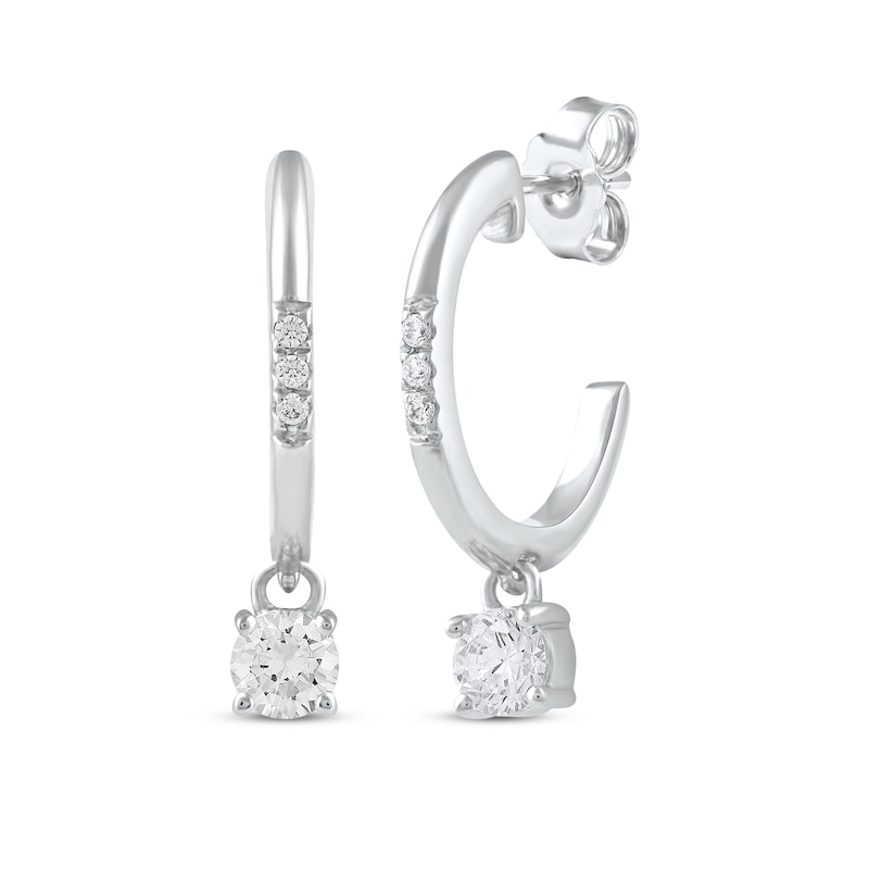 Unstoppable Love Diamond Hoop Dangle Earrings 1/3 ct tw 10K White Gold