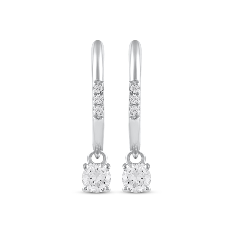 Unstoppable Love Diamond Hoop Dangle Earrings 1/3 ct tw 10K White Gold