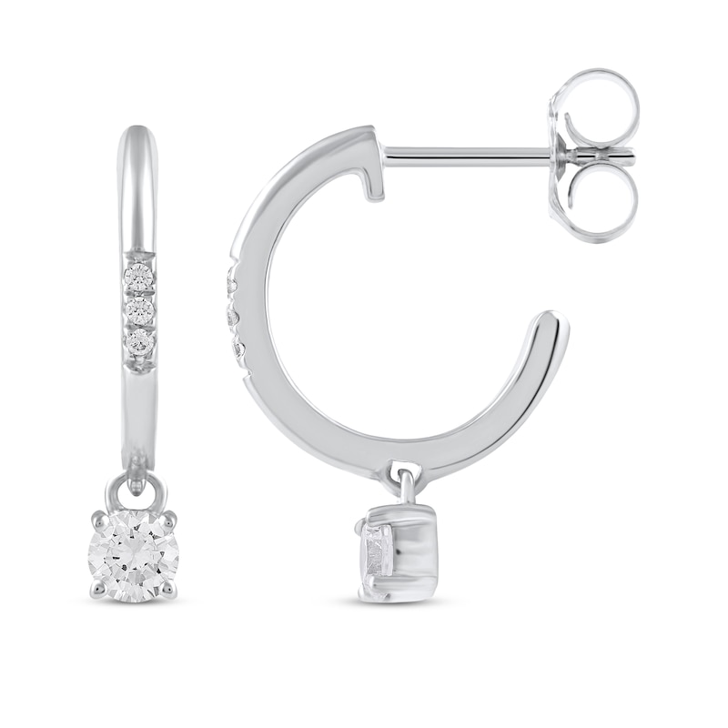 Unstoppable Love Diamond Hoop Dangle Earrings 1/3 ct tw 10K White Gold