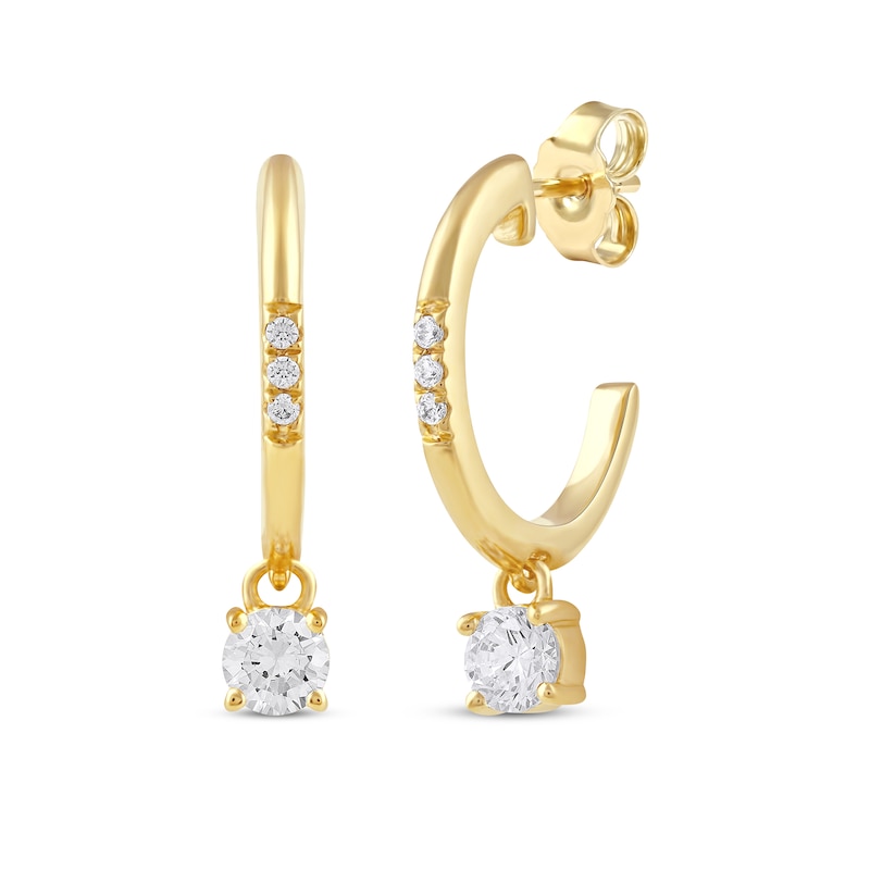 Main Image 1 of Unstoppable Love Diamond Hoop Dangle Earrings 1/3 ct tw 10K Yellow Gold