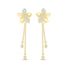 Thumbnail Image 1 of Diamond Flower Dangle Earrings 1/4 ct tw 10K Yellow Gold