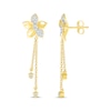 Thumbnail Image 2 of Diamond Flower Dangle Earrings 1/4 ct tw 10K Yellow Gold