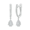 Thumbnail Image 1 of Diamond Teardrop Dangle Hoop Earrings 1/4 ct tw Sterling Silver